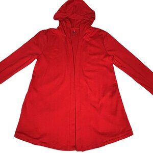 Isaac Mizrahi Live! Essentials Women's XXS Red Open Front Hooded Cardigan